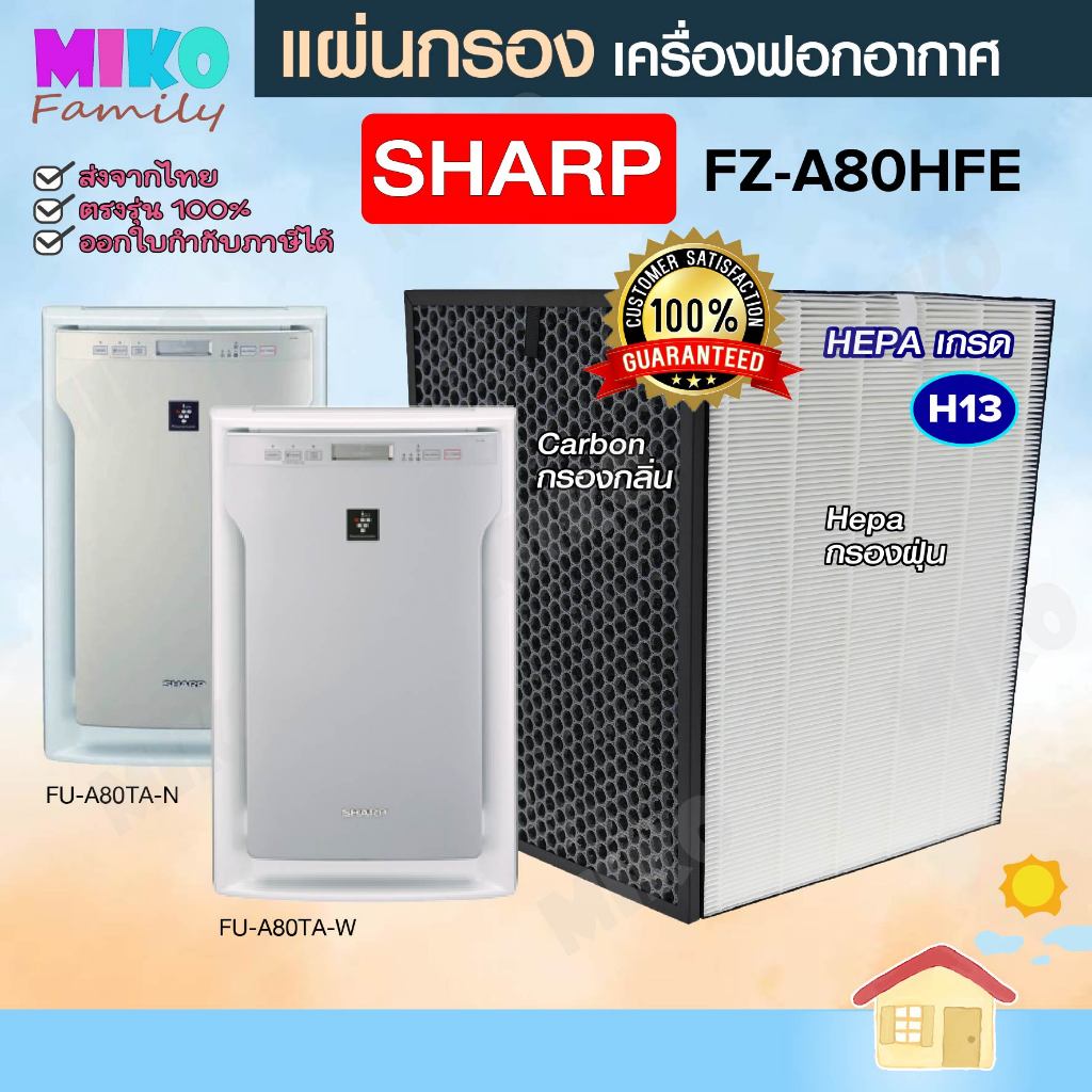 แผ่นกรองอากาศ SoonSu FZ-A80HFE สำหรับเครื่อง Sharp รุ่น FU-A80TA-W / FU-A80TA-N