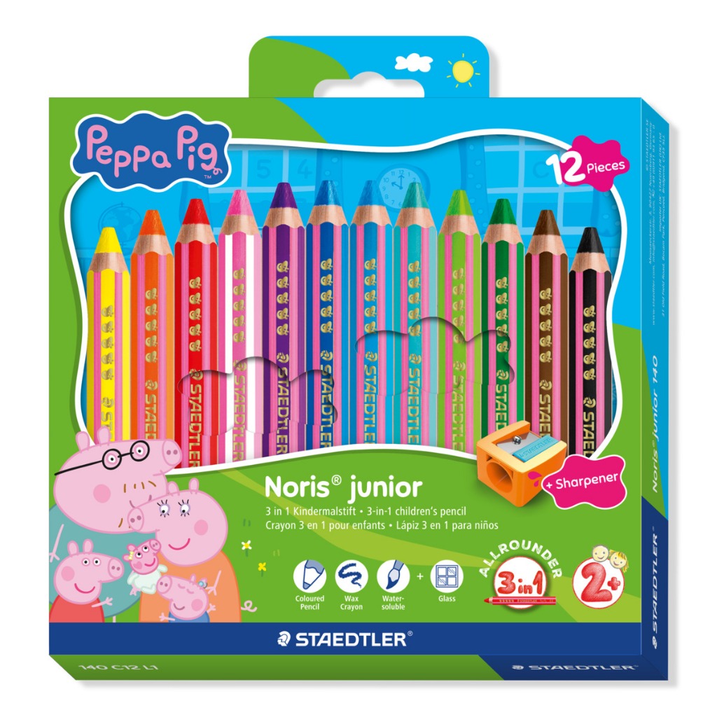 Peppa Pig أقلام تلوين Noris Junior ‏3 في 1 ‏(12 لوناً) — صورة 3