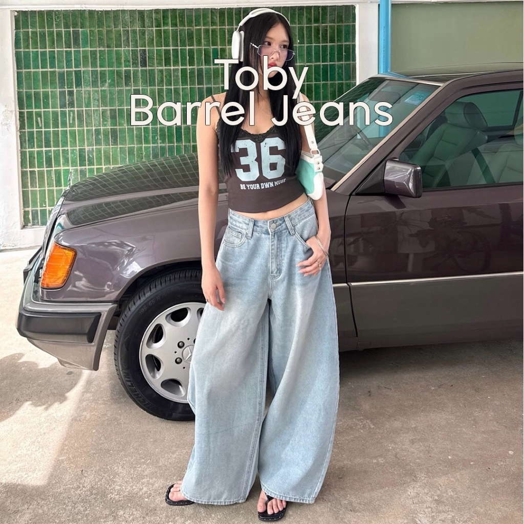 Choosedress A5232 Toby Barrel Jeans กางเกงยีนส์ขายาว กางเกงยีนส์ทรงบาร์เรล เกงขายาวยีนส์ขายาวกระบอกใ