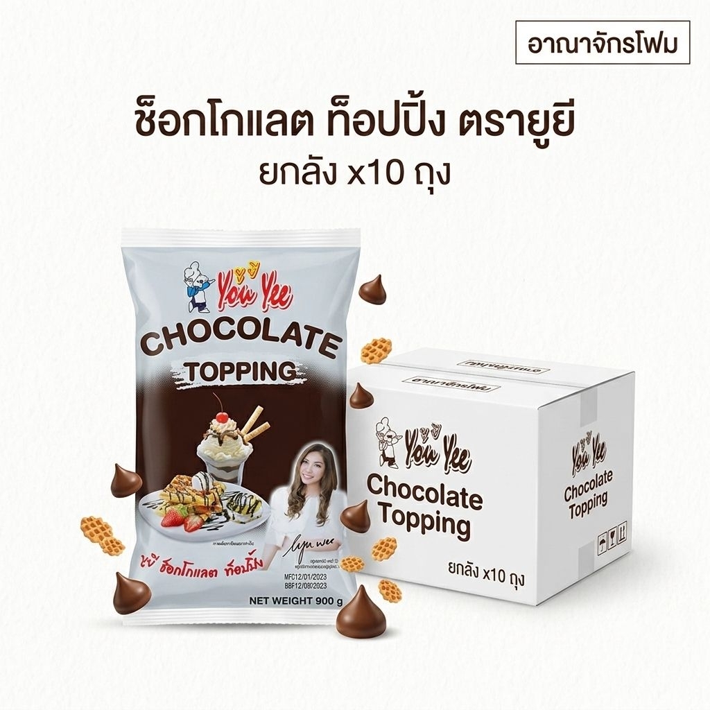 [ ยกลัง ] ช็อกโกแลตท็อปปิ้ง ตรายูยี 900 กรัม​ ซอสช็อกโกแลตราดขนม YouYee Chocolate Topping