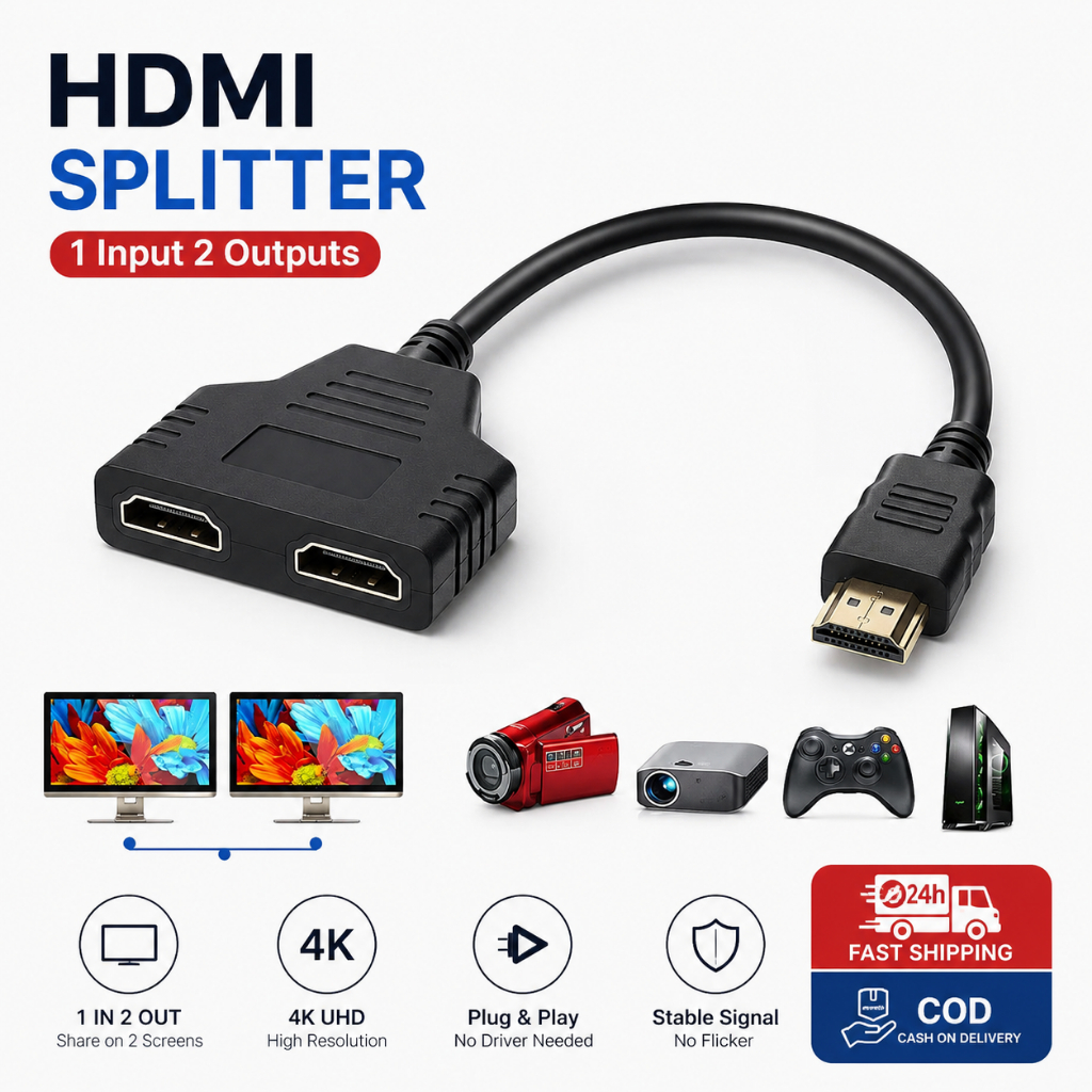 HDMI Compatible Splitter Video Cable Adapter Output Hub X Box Ps3 4 DVD HDTV แล็ปท็อป TV HD 1080P 1 อินพุต 2 เอาต์พุต