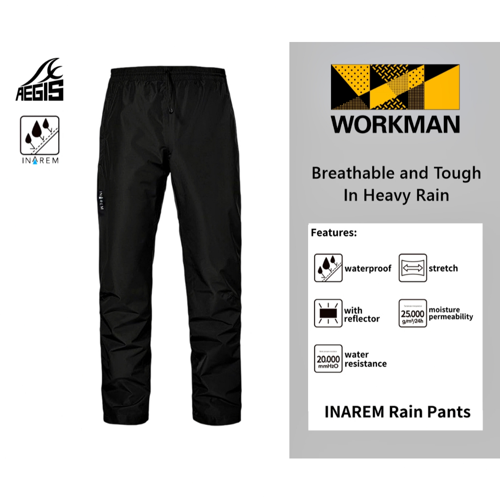 กางเกง AEGIS Workman Inalem Rain Stretch สีดำ (30-32"/40") (20,000mm./25,000gm.)