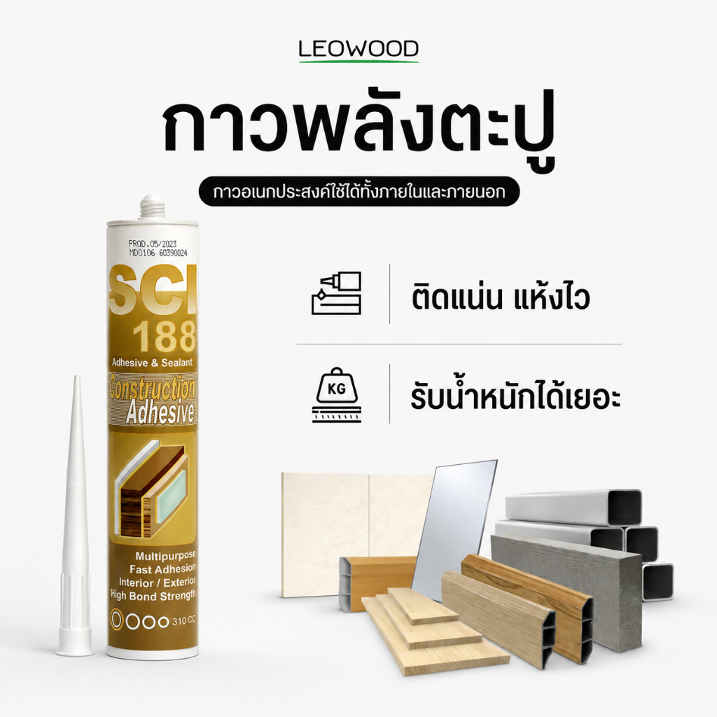 Leowood กาวตะปู กาวพลังตะปู สำหรับติดวัสดุ 300 ml.