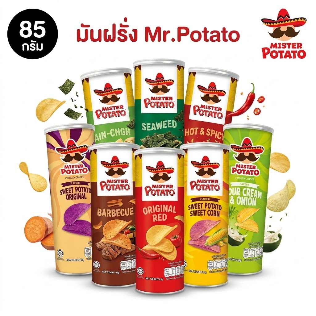 Mr.Potato Chips มันฝรั่งทอดกรอบ ขนาด 85 กรัม มีหลายรส