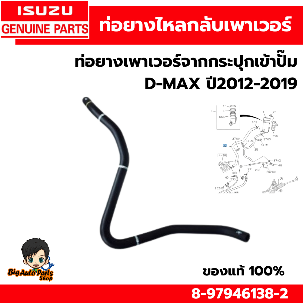ท่อพาวเวอร์ISUZU DMAX All newปี 2012-2019 กระปุกเข้าปั๊ม แท้ศูนย์ 8979461382 *200869TA