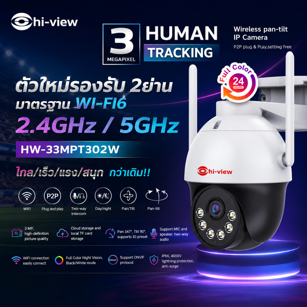 HW-33MPT302W กล้องไฮวิวยี่ห้อ wifi  ติดตั้งง่ายราคาสุดคุ้ม
