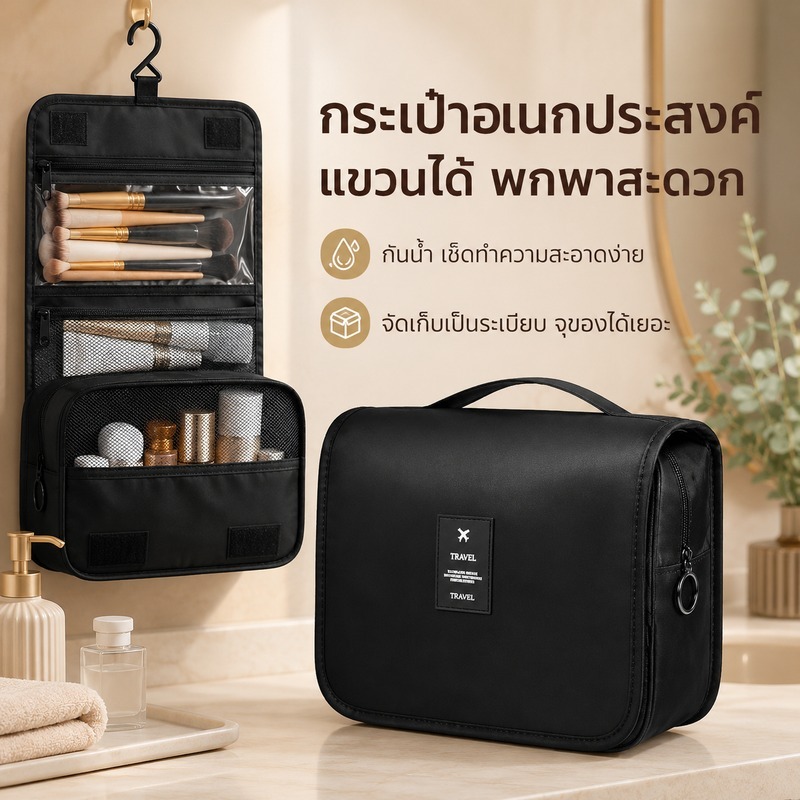 MK กระเป๋าใส่เครื่องอาบน้ำ แขวนได้ กระเป๋าอาบน้ำ จัดระเบียบ ใส่เครื่องสำอางค์ อุปกรณ์อาบน้ำ การเดินทางเพื่อธุรกิจ