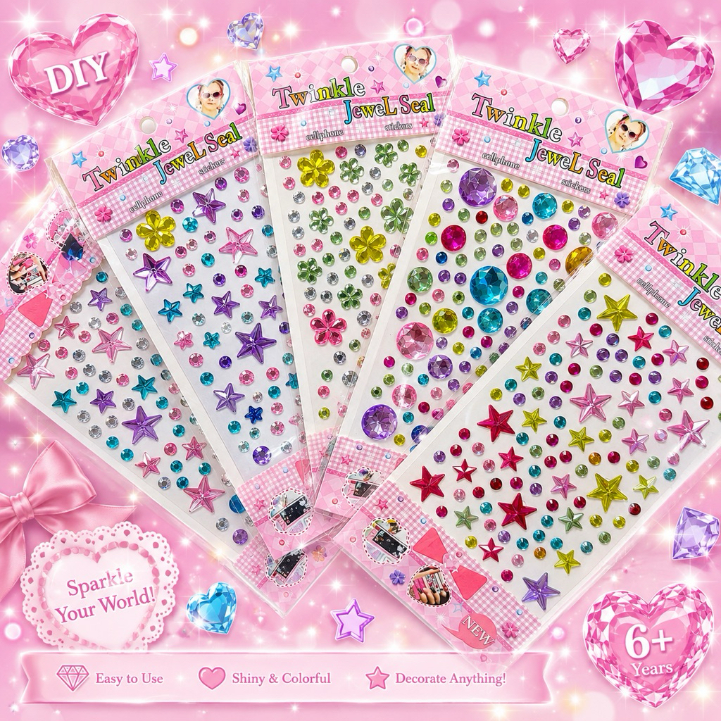 พร้อมส่ง สติกเกอร์คริสตัล 3D เพชรหัวใจ ดอกไม้ DIY Be Dazzle มีกาวในตัว อเนกประสงค์สำหรับตกแต่งใบหน้า
