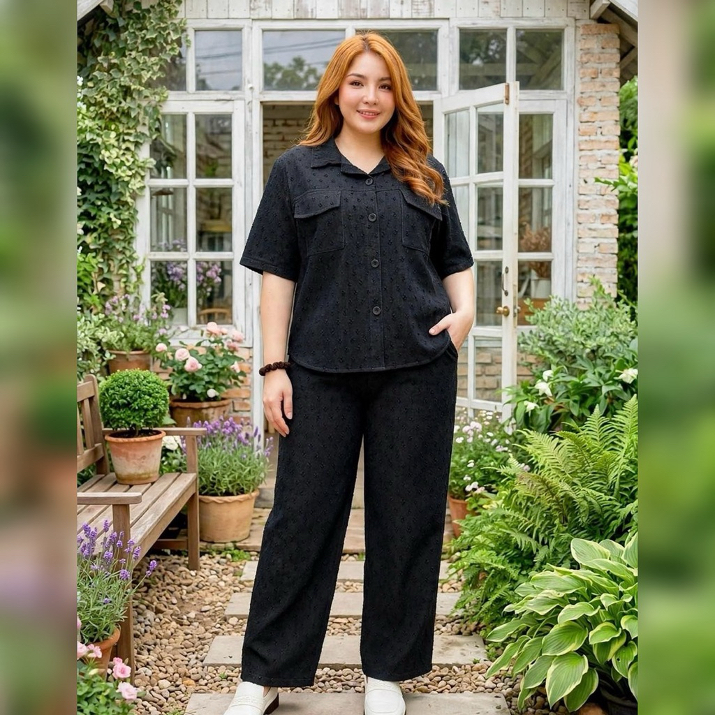 ชุดเซ็ตสาวอวบ ชุดเซ็ตยีนส์ ไซส์ใหญ่ สาวอวบ หน้าผ้า 52“ อก 42-50”