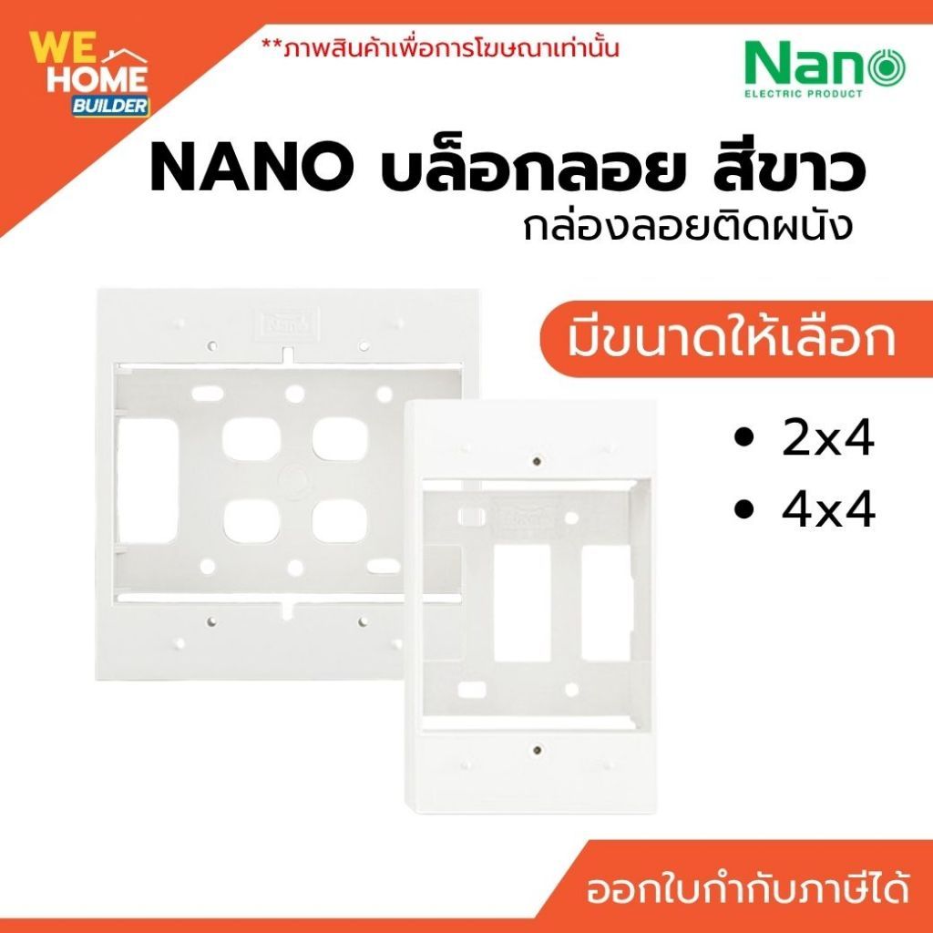 NANO บล็อกลอย สีขาว ขนาด 2x4 และ 4x4 กล่องลอยติดผนัง กล่องลอยพลาสติก