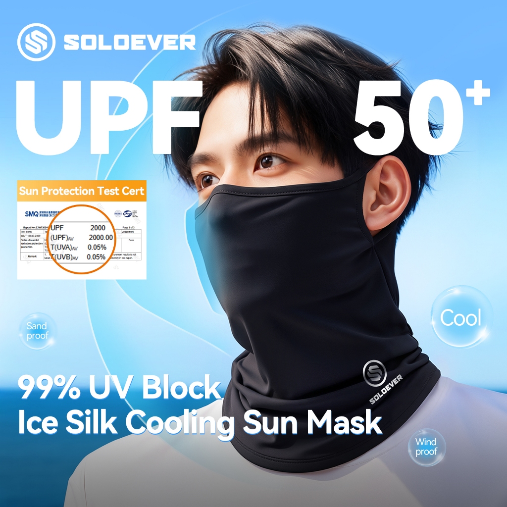 SOLOEVER ผ้าบัฟ กันแดด กันuv ของแทั UPF50+ ผ้าคลุมหน้า กันแดด ยูนิเซ็กส์ เหมาะสำหรับกิจกรรมกลางแจ้ง การเดินทาง