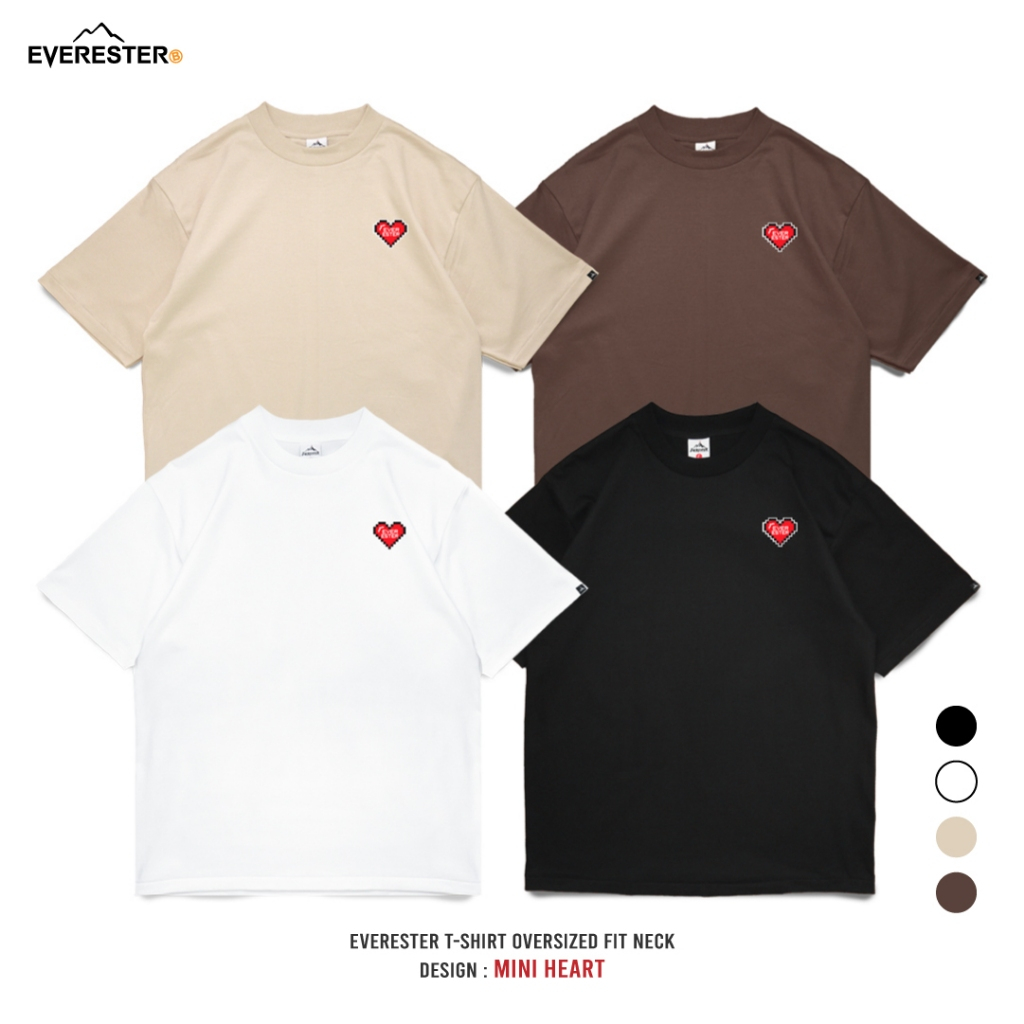 EVERESTER เสื้อยืด คอฟิต Mini หัวใจ Heart Oversize สีดำ ขาว Mini