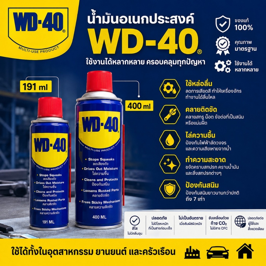 WD-40 น้ำมันอเนกประสงค์ ขนาด 191ml/400ml WD40