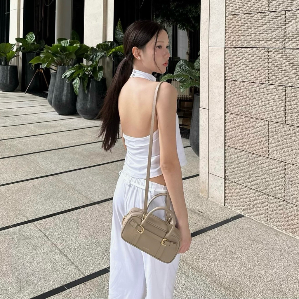 Hassets Adore Beige Cow Leather Bag