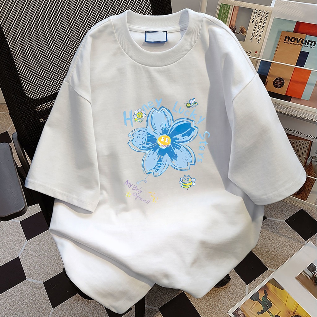 COD (ส่งจากกรุงเทพ)BOOM Shop Flower step by step เสื้อโอเวอร์ไซต์ oversize เสื้อยืดผ้าคอตตอน cotton