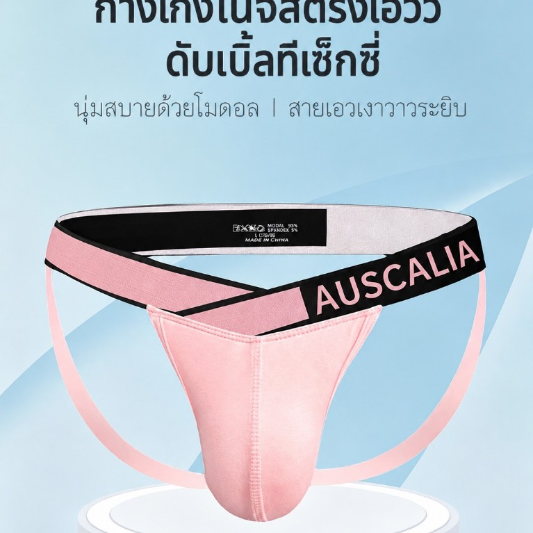 HOT! กางเกงในชายทรงจีสตริงเอววี ดีไซน์เซ็กซี่ทันสมัย เนื้อผ้าไนลอน ผ้านิ่มลื่ม ใส่สบาย