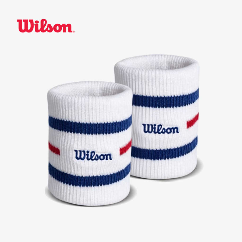 WILSON Unisex Classic Terry Wristbands Blue Quartz สายรัดข้อมือกีฬา WA00087U043001 OFFICIAL STORE
