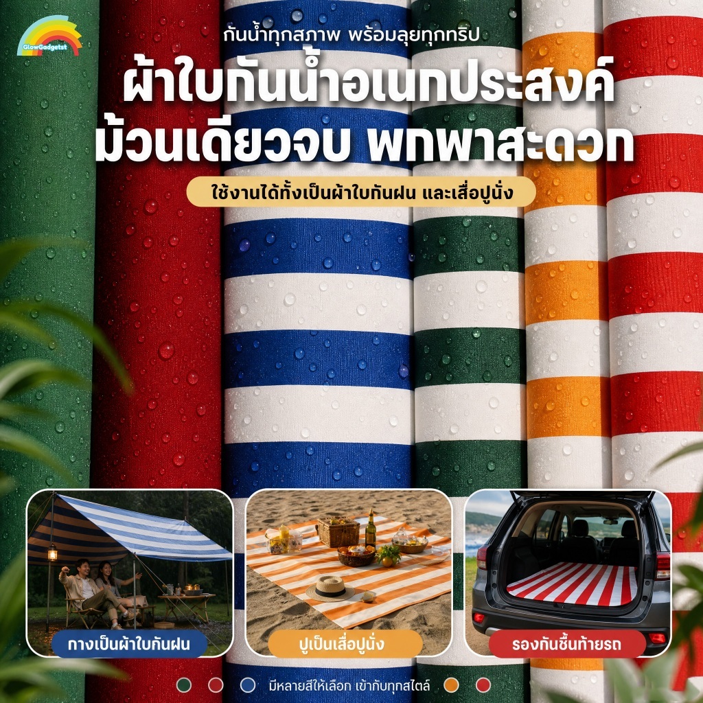 กันสาดผ้าใบกันน้ำกันแดด ผ้าออกซ์ฟอร์ด พับเก็บได้ ใช้คลุมกลางแจ้ง อเนกประสงค์