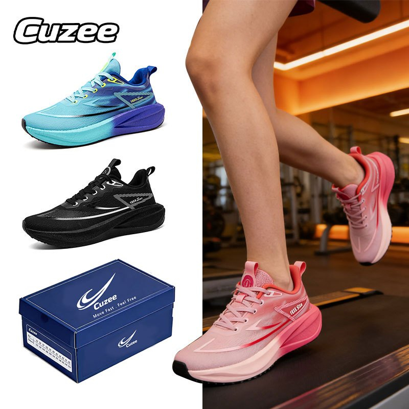รองเท้าวิ่งหญิง Cuzee ชาย ระบายอากาศได้ดี น้ำหนักเบา ยืดหยุ่นสูง เหมาะสำหรับนักเรียน รองเท้ากีฬาอัลตร้าไลท์ หลากสี