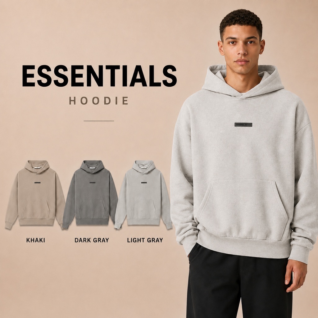 ESSENTIALS Fear Of God SS25 Hoodie Premium Oversized Fit Rubber LogoHoodieLong Sleeve Streetwear Fas