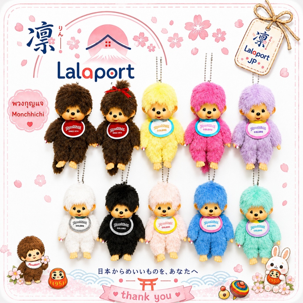 🌸 ของแท้จากญี่ปุ่น 🌸 พวงกุญแจตุ๊กตา Monchhichi ตุ๊กตาห้อยกระเป๋า ขนนุ่มนิ่ม มอนชิชิ มีส่งทันที