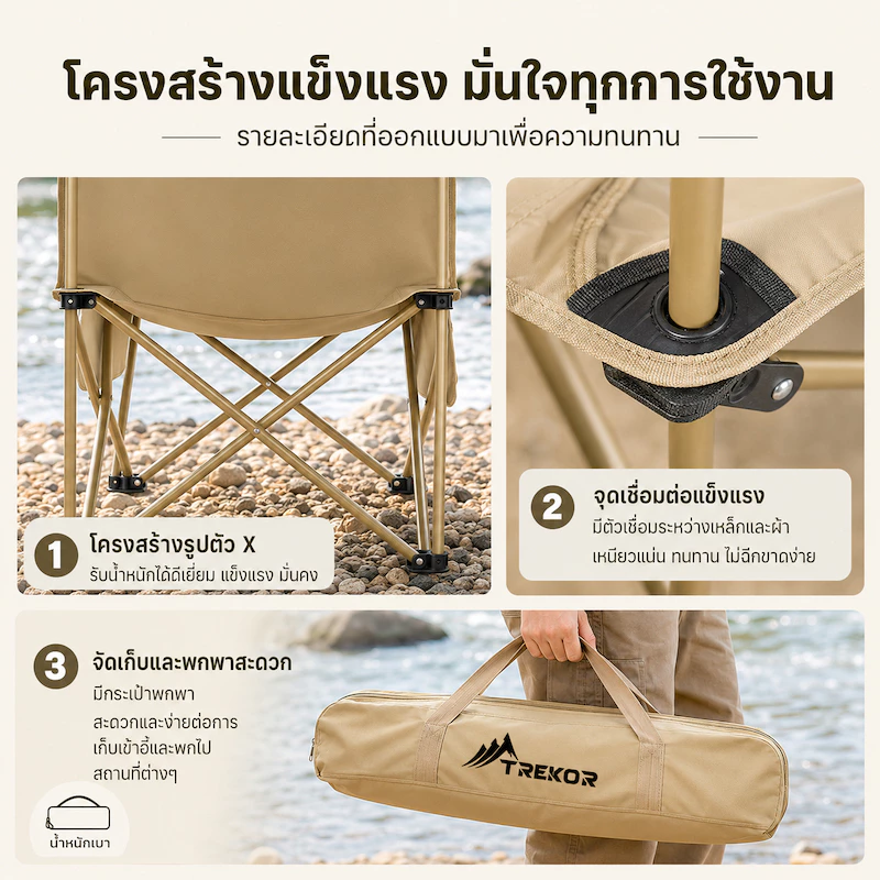 🏆ซื้อ1แถม1🏆เก้าอี้แคมป์ปิ้ง เก้าอี้สนามพับได้ อลูมิเนียม แถมถุงเก็บ รับน้ำหนัก 220กก แคมป์ปิ้ง พนักพิงสูง thumbnail 7