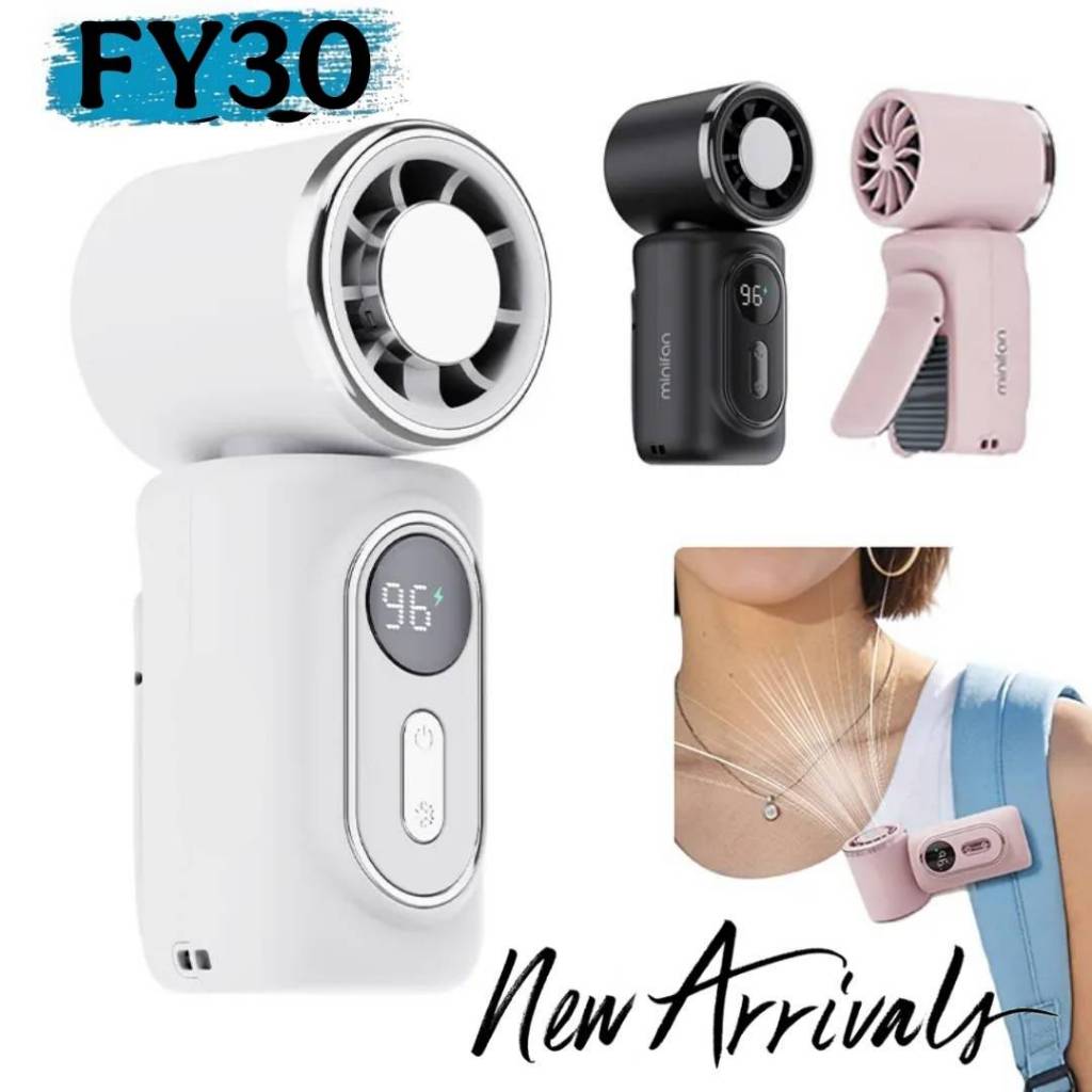 FY30 พัดลมมือถือ พัดลมไอเย็น พกพาสะดวก พัดลมหนีบ ติดหมวก 3000mAh ลมแรง ปรับได้5ระดับ หมุน180° ส่งด่วน
