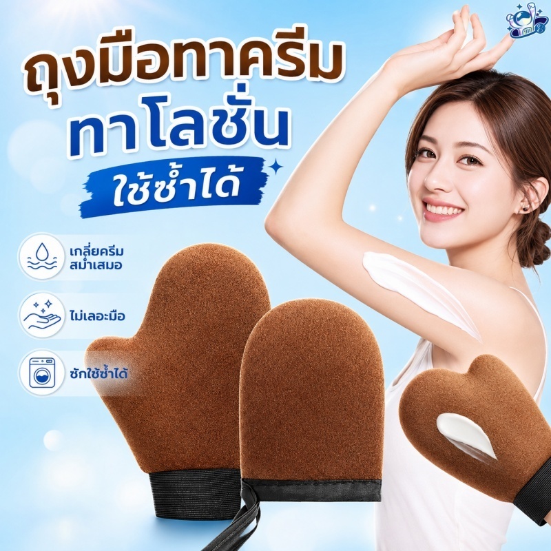 ส่งไว 8 ชั่วโมง ถุงมือทาโลชั่น ทาครีม ใช้ซ้ำได้ ช่วยเกลี่ยครีมทั่วถึง ไม่เลอะมือ นุ่มสบาย ใช้งานง่าย สำหรับดูแลผิว