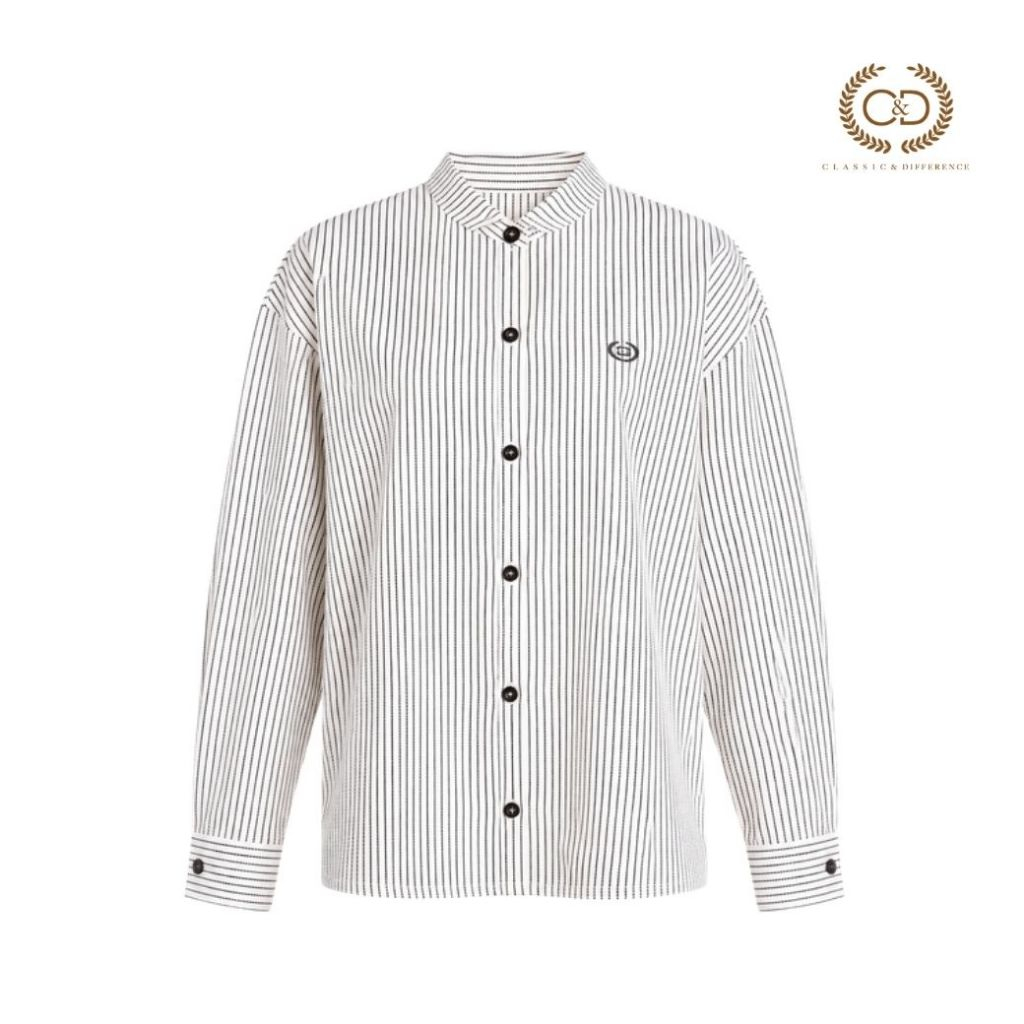 C&D minimal Black shirt minimal Black shirt เสื้อเชิ๊ตตัวหลวม ปกบัวเต็มคอ peterpan collar แขนยาว C9D