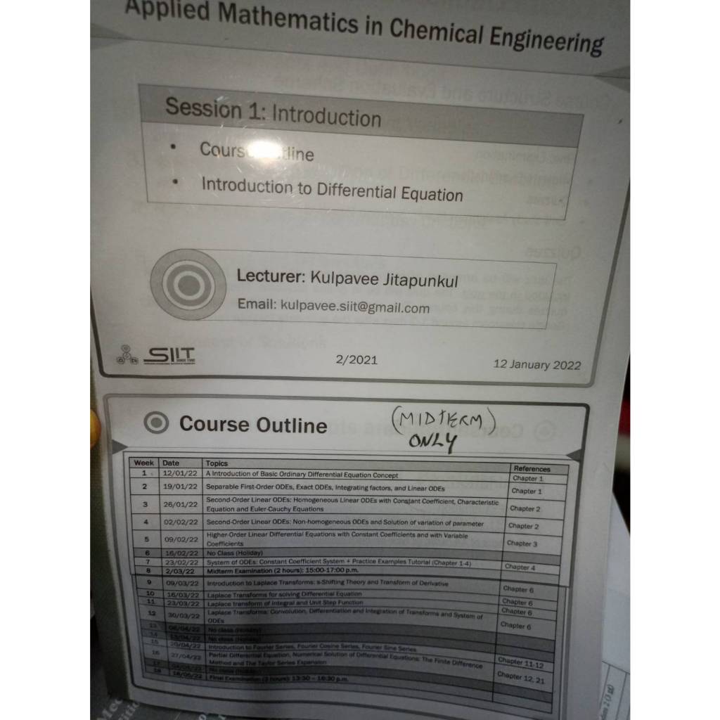 Lecture Applied math for Chem Engineer+ Lecture Mechanics Static (midterm)
