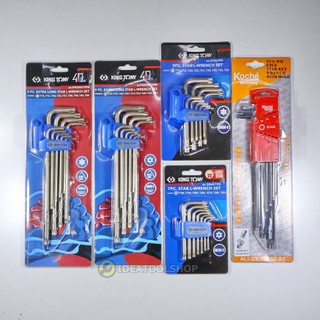 ชุดประแจแอล KINGTONY [ คิงโทนี่ ]TORX [ STAR ] L-WRENCH SET 9 ชิ้น/ชุด [ T10 - T50 ] 20319 PR  20419PR ประแจแอล ท็อค ยาว