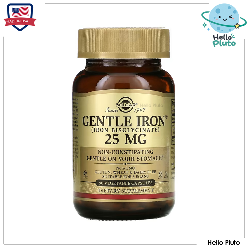Solgar, Gentle Iron, 25 mg, 90 Vegetable Capsules