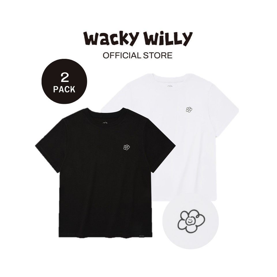 WACKY WILLY เสื้อยืดรุ่น Women 2Pack Lily Short Sleeve T-Shirt Black/White (80141OLPSSW_S6BKWH)