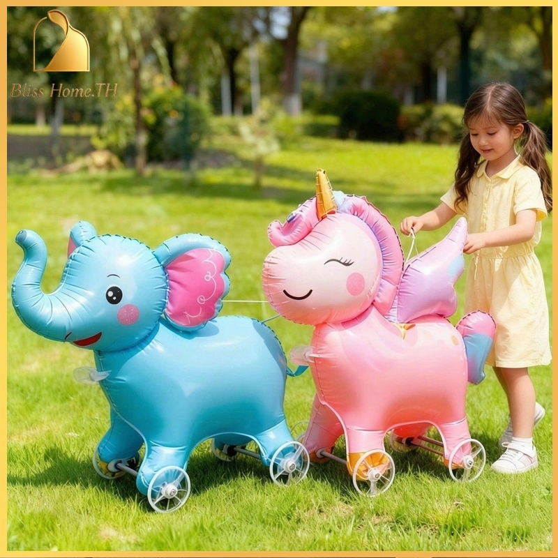 3D ลูกโป่งสัตว์การ์ตูน ล้อเลื่อน ฟิล์มอลูมิเนียม มีหลายลาย สำหรับเด็กและปาร์ตี้