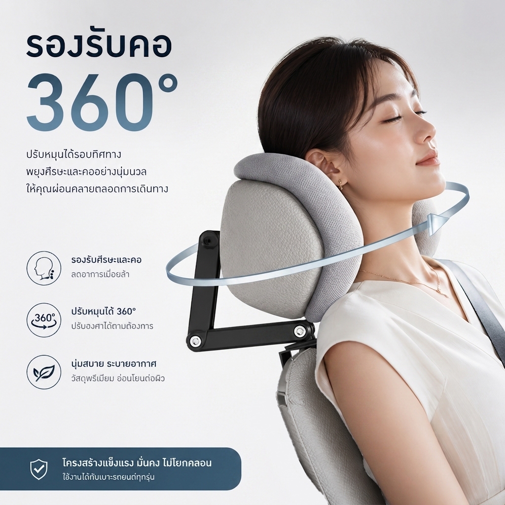 พนักพิงศีรษะเก้าอี้สำนักงาน ปรับระดับได้ รองหัว Ergonomic พนักพิงศีรษะ ตามหลักสรีรศาสตร์