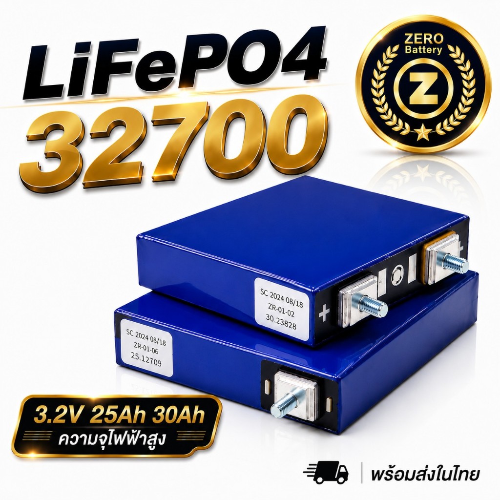 แบตเตอรี่ ลิเธียมฟอสเฟต 32700 Battery LiFePO4 3.2v 25Ah 30Ah