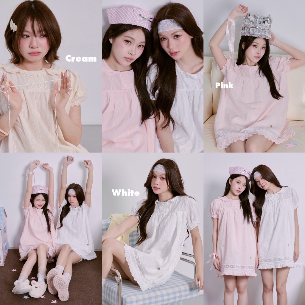 RIKA น้อง Bubble เสื้อยาวคอบัวลูกไม้ซีทรู