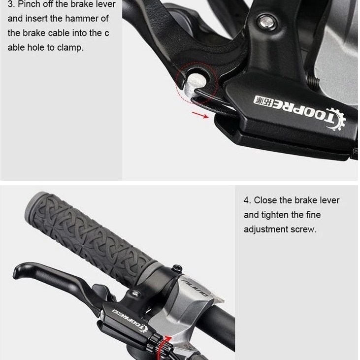 TOOPRE มือเบรกจักรยาน อลูมิเนียม 1 คู่ แคลมป์ 22.3mm สำหรับ MTB รถพับ V-Brake Mechanical Disc — صورة 5