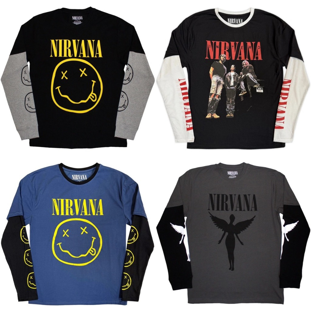 [PREORDER] เสื้อวง Nirvana แขนยาวซ้อน ลิขสิทธิ์แท้ UK Unisex Layered Long Sleeve T-Shirt (เลือกลาย 1