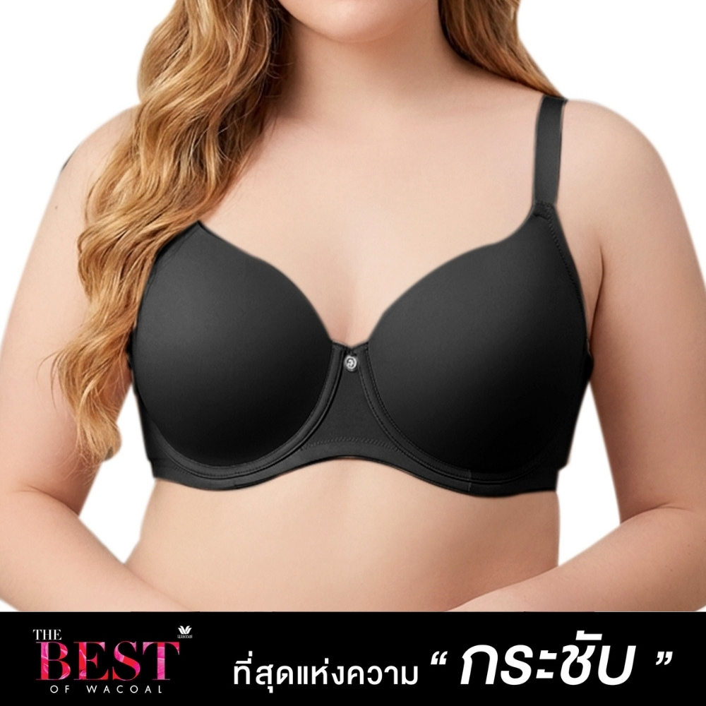 Wacoal Curve Diva บรามีโครงเก็บกระชับอกสวย สาวพลัสไซซ์ รุ่น WQ1862 สีดำ (BL)
