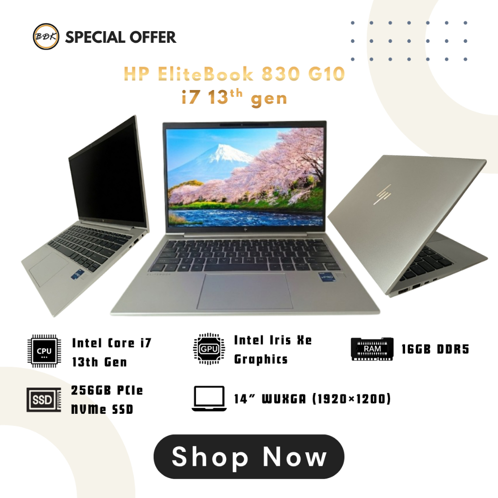 HP EliteBook 840 G10 — Core i7-13th Gen / 8GB / 256GB SSD / 14” WUXGA