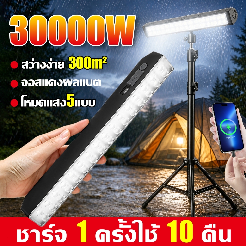 【รับประกัน 20 ปี】ไฟแคมป์ปิ้ง ไฟฉุกเฉิน ไฟฉาย LED อเนกประสงค์ ความสว่างสูง กันน้ำ ไฟมีตะขอ ไฟฉุกเฉินพกพา Light camping