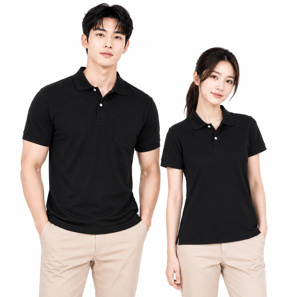 เสื้อโปโลสีดำ แขนปล่อย เพิ่มกระเป๋าได้ มีทั้งชาย หญิง และเด็ก thumbnail 3