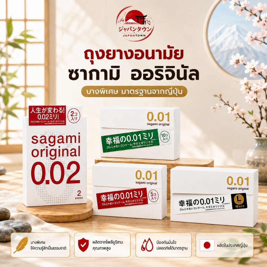 Sagami Original 0.01 ไซส์ 52(ทางร้านจะไม่ระบุชื่อสินค้าหน้ากล่องพัสดุ)