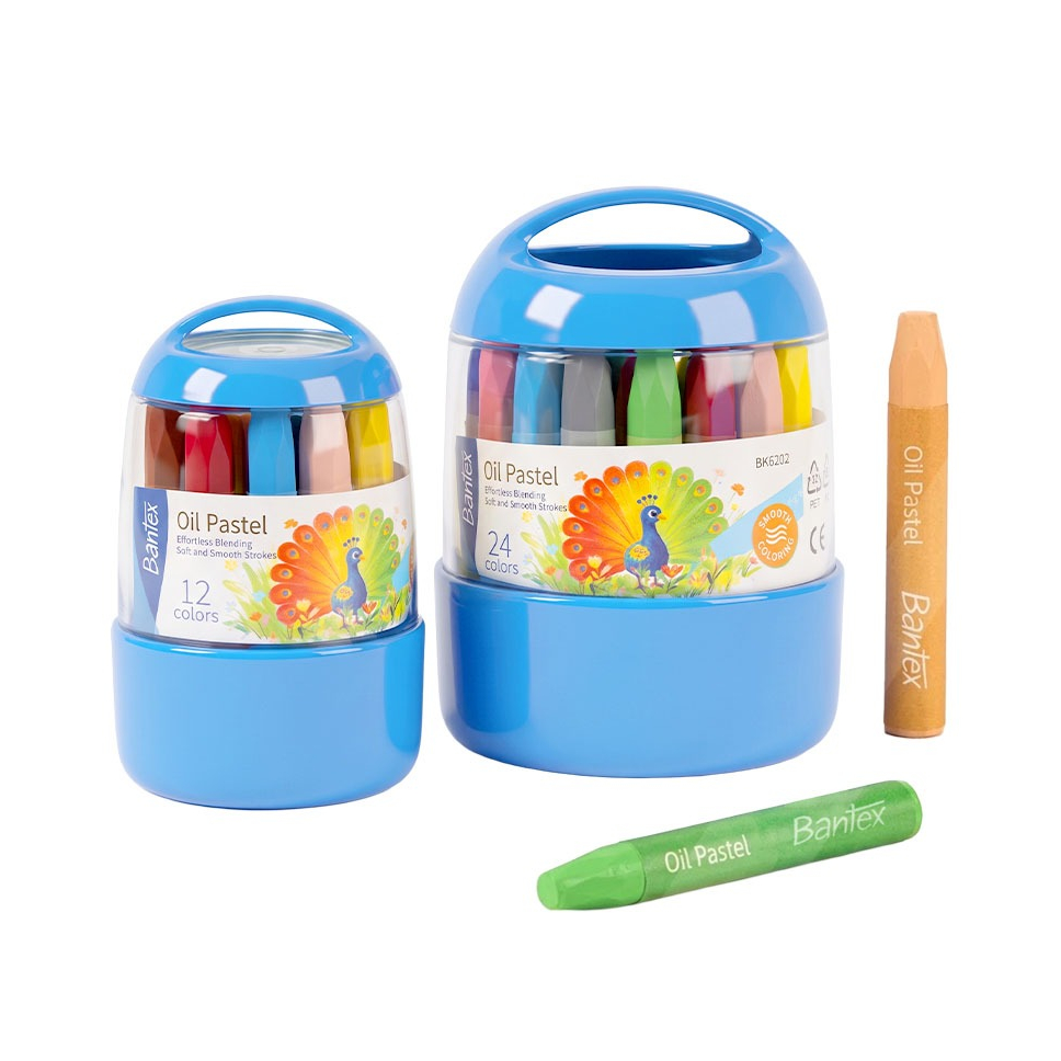 Bantex สีชอล์ก สีชอล์กนํ้ามัน 12/24สี ระบายเนียนลื่น ไม่สะดุด สีสันสดใส พกพาง่าย Oil pastel