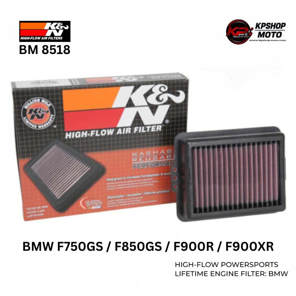 กรองอากาศ K&N (BM 8518) แท้ตรงรุ่นสำหรับ BMW F750GS / F850GS / F900R / F900XR