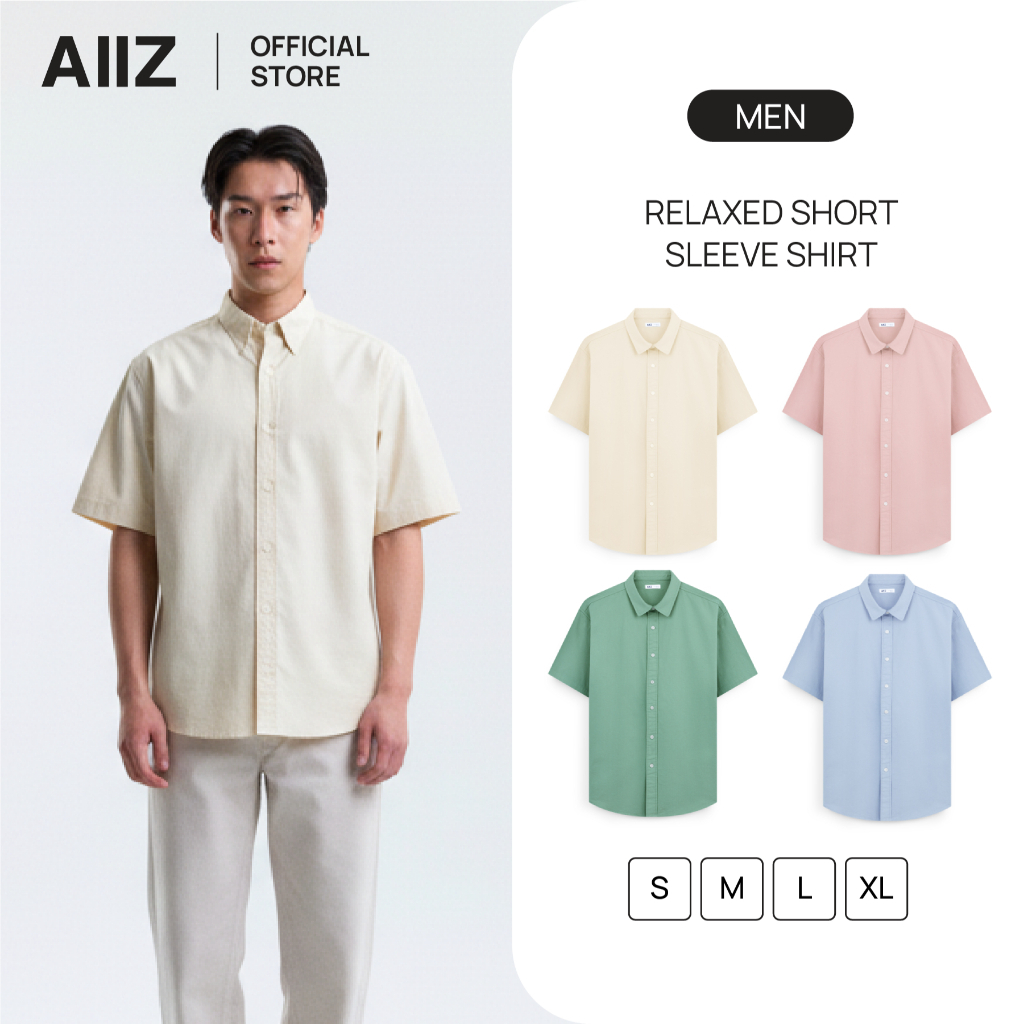 AIIZ เสื้อเชิ้ตผู้ชายแขนสั้นทรงหลวม AIIZ Men's Relaxed Short Sleeve Shirt