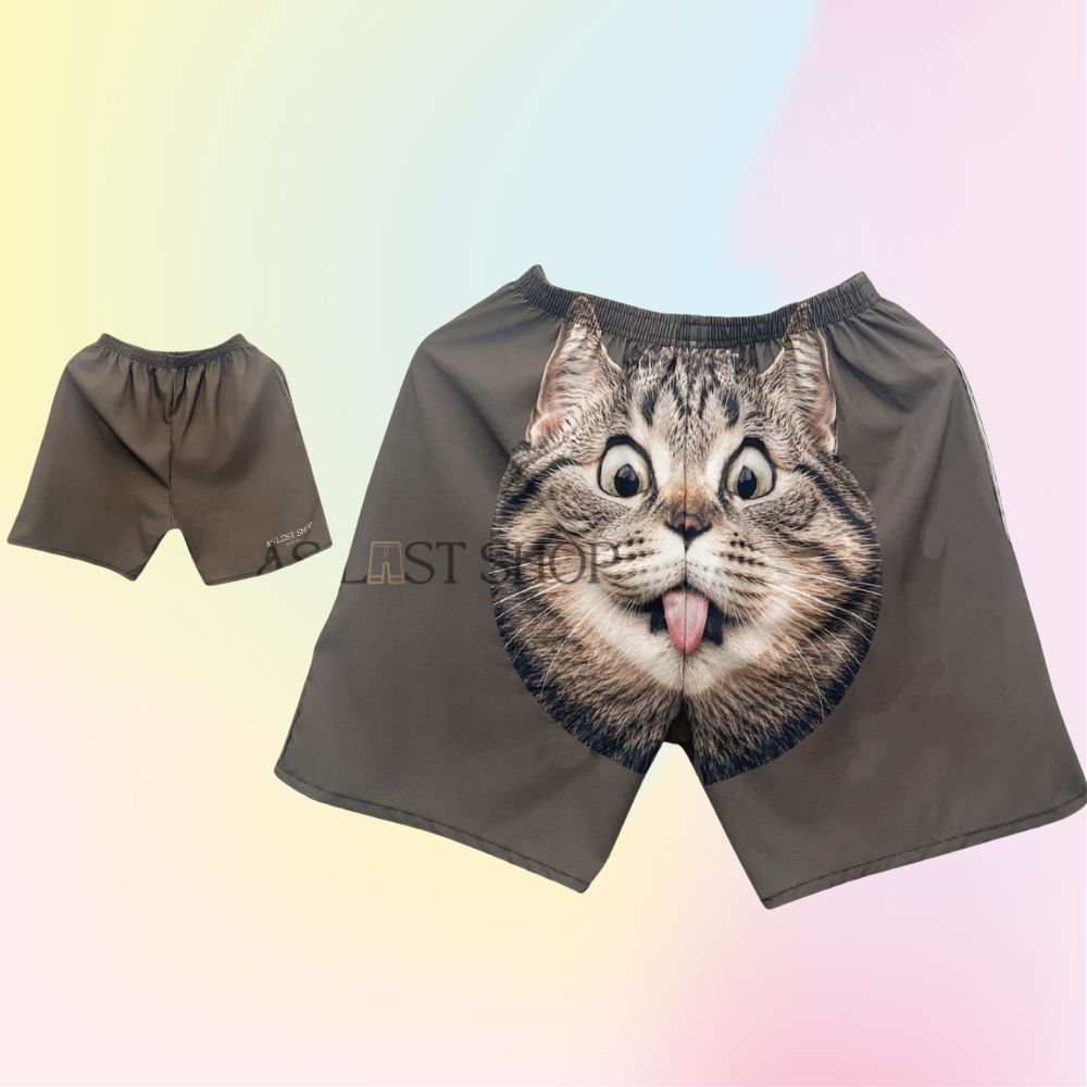 กางเกงขาสั้นเอวยางยืด ลายสัตว์ 3D 16 ลาย ฟรีไซส์ XXL Unisex
