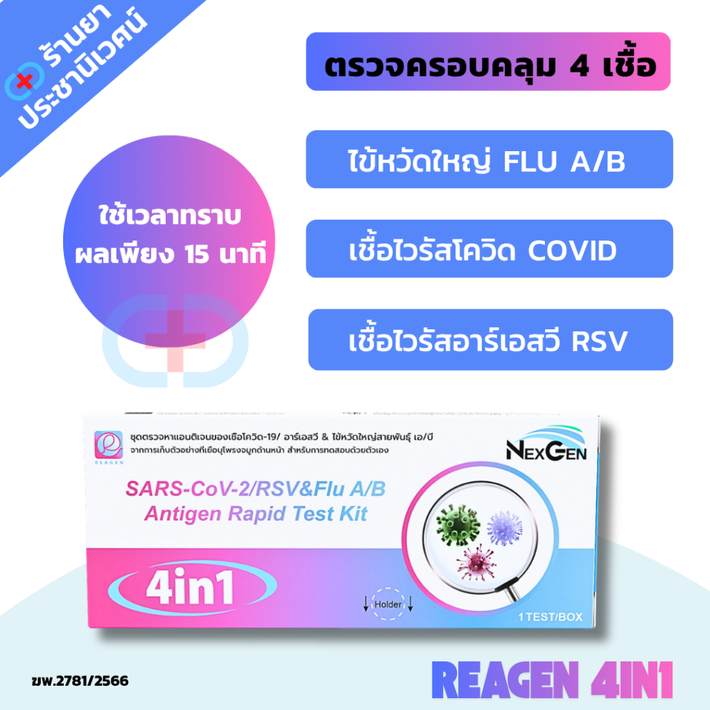 ชุดตรวจไข้หวัดใหญ่ โควิด RSV Flu A/B Covid ATK Reagen 4in1