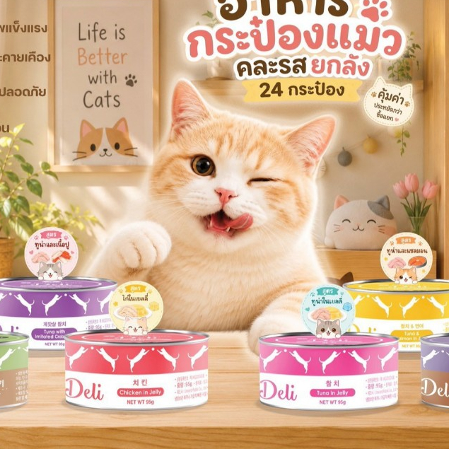 » ยกลัง 24 กระป๋อง « Natural Core อาหารเเมวชนิดเปียก แบบกระป๋อง 95g
